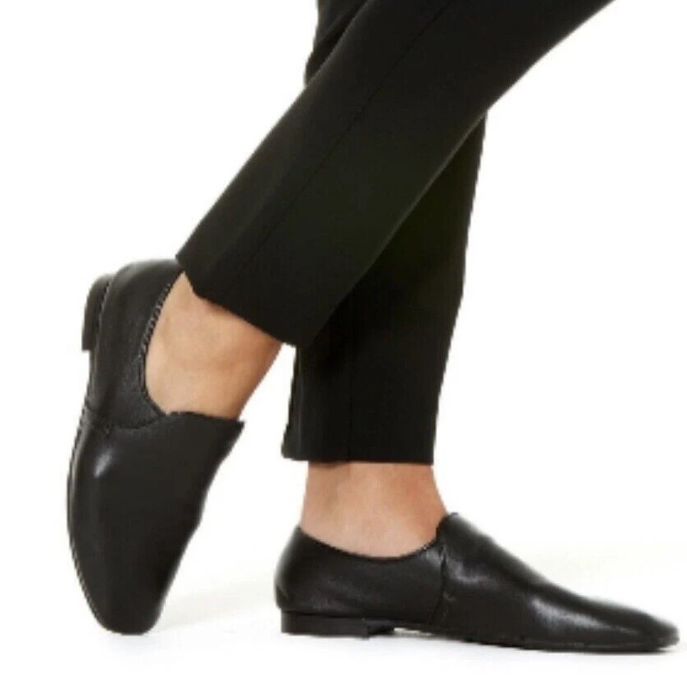 Aquatalia Revy BLK Leather Loafer Weatherproof Designer Flats SZ 7 Made in Italy